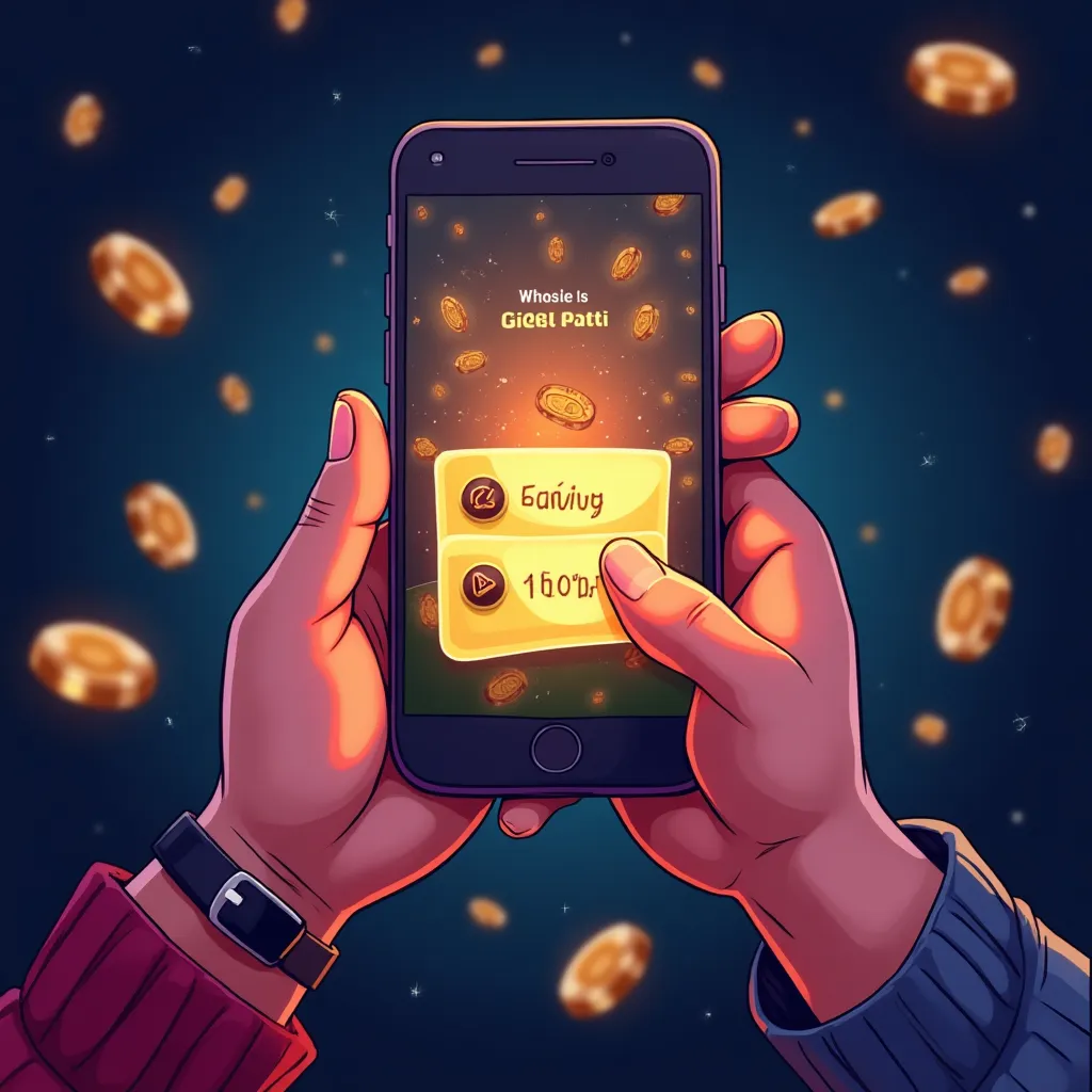 Cartoon mobile phone showing slot game interface